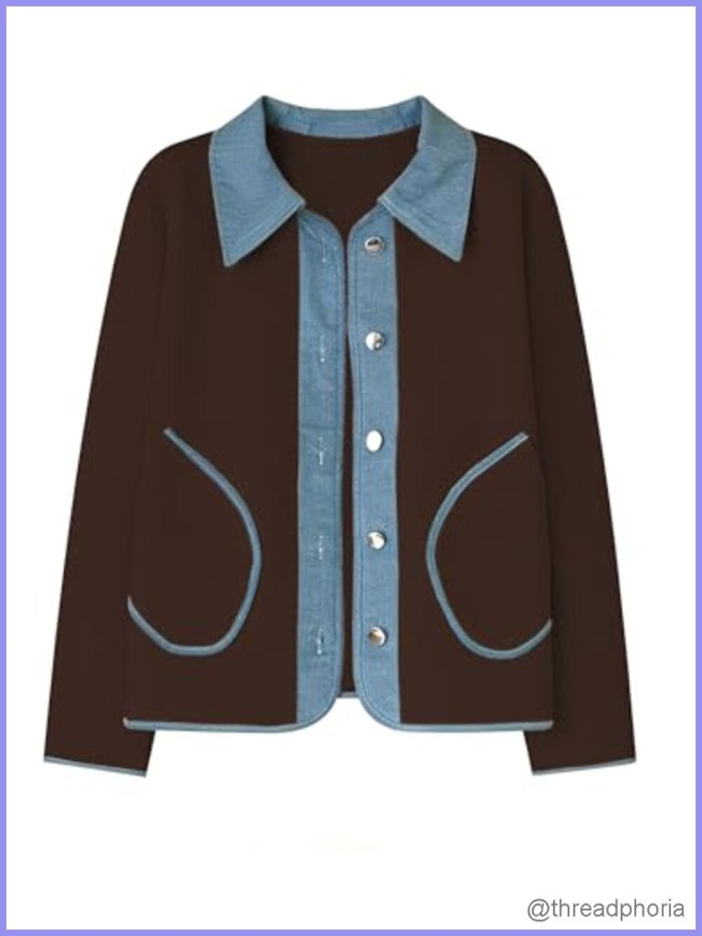 Women's Sherpa Fleece Jacket Contrast Denim Collar Winter Coat